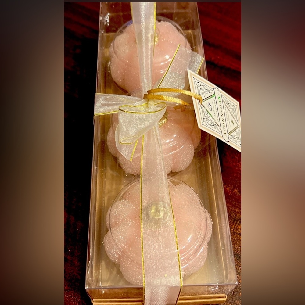 THREE Pink Decorative Pumpkin Candles, Fall Decor